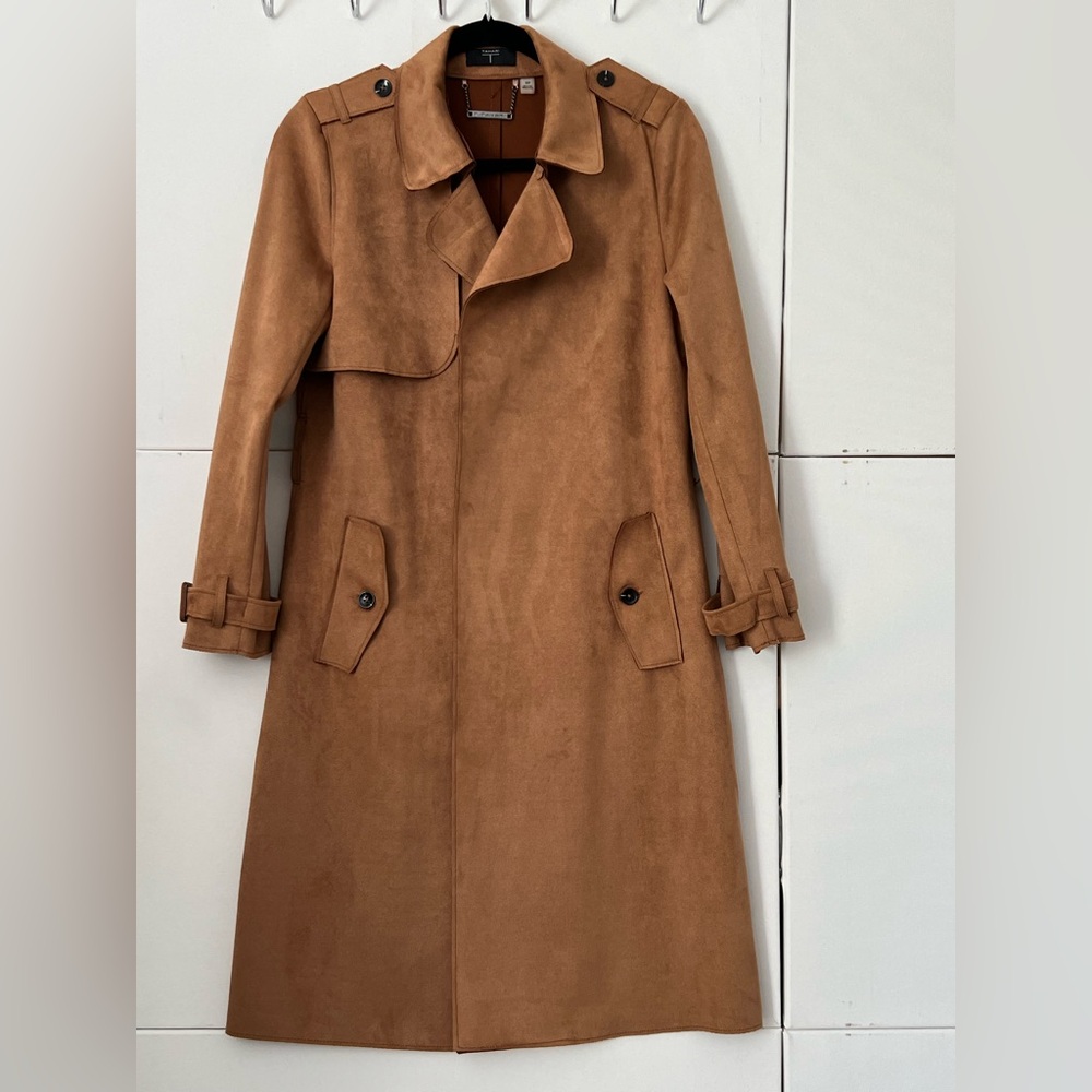 Tahari “Faux Leather” Coat with Pockets